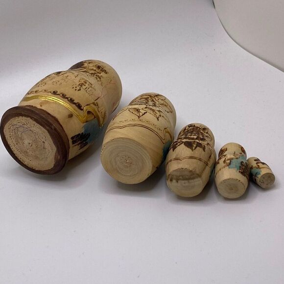 Rare Vintage Russian Matryoshka Nesting Doll Hand Crafted 5 Dolls - Picture 8 of 11